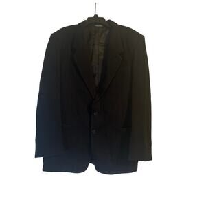 GUC GGG Clothes Men's Solid Black Suit Coat Blazer Jacket 80% Wool Size 42L